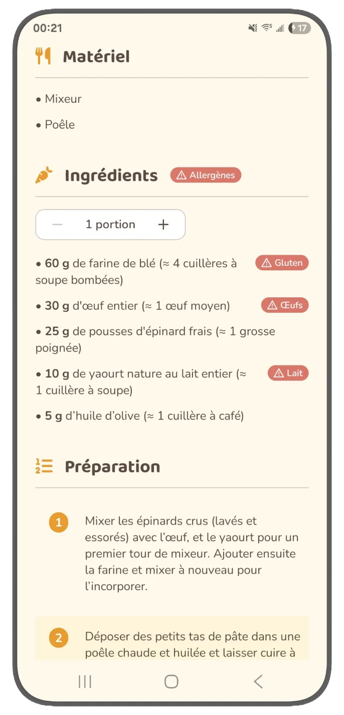 Fiche recette Nutribouille : étapes de préparation